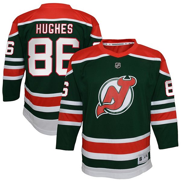 Men's New Jersey Devils Jack Hughes adidas Green 2020/21 Reverse
