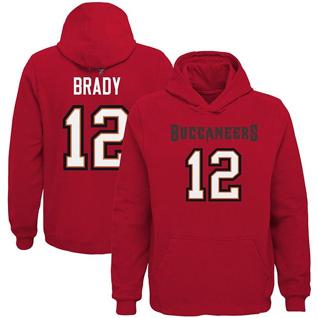 Red Buccaneers Tom Brady Logo Hooded Sweatshirt Youth Large, Size: 14