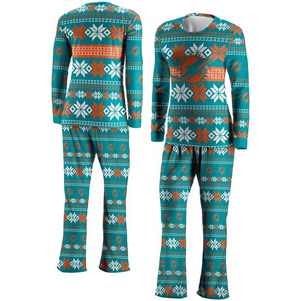 Miami Dolphins Womens Ugly Pattern Family Holiday Pajamas FOCO