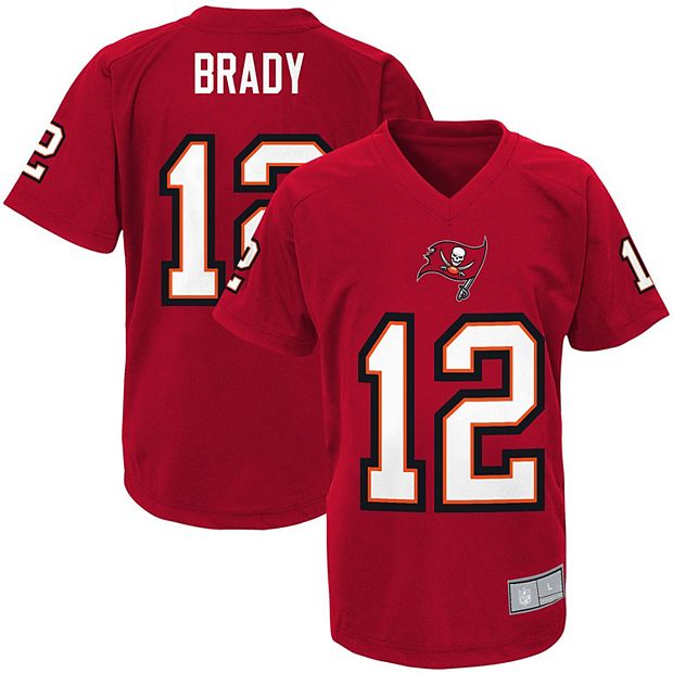 Youth Tom Brady Red Tampa Bay Buccaneers Performance Player Name & Number  Raglan V-Neck Top