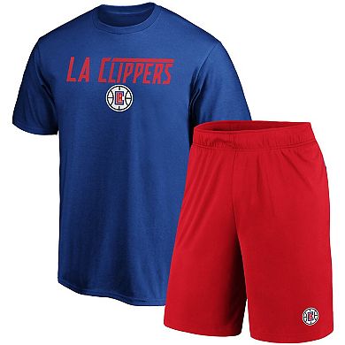 Men's Fanatics Branded Royal/Red LA Clippers T-Shirt & Shorts Combo Pack
