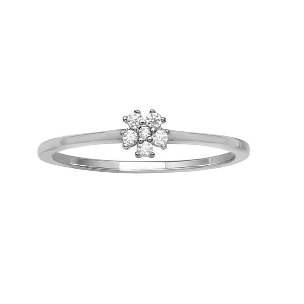 PRIMROSE Sterling Silver Cubic Zirconia Flower Ring