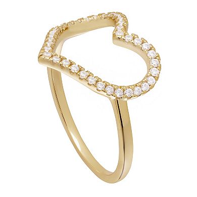 PRIMROSE Sterling Silver Cubic Zirconia Open Heart Ring