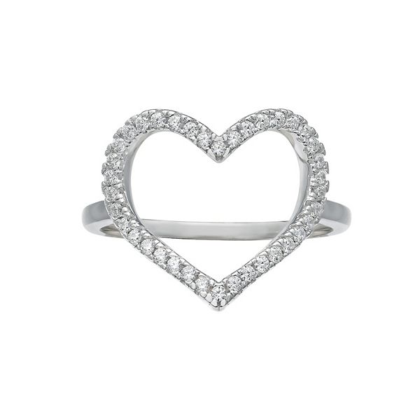 Sterling Silver Heart Cubic Zirconia Ring