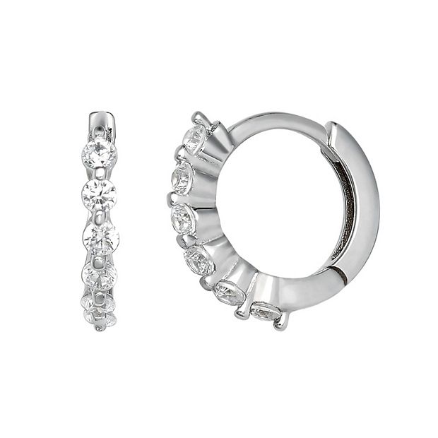 Sterling silver cubic zirconia deals huggie earrings