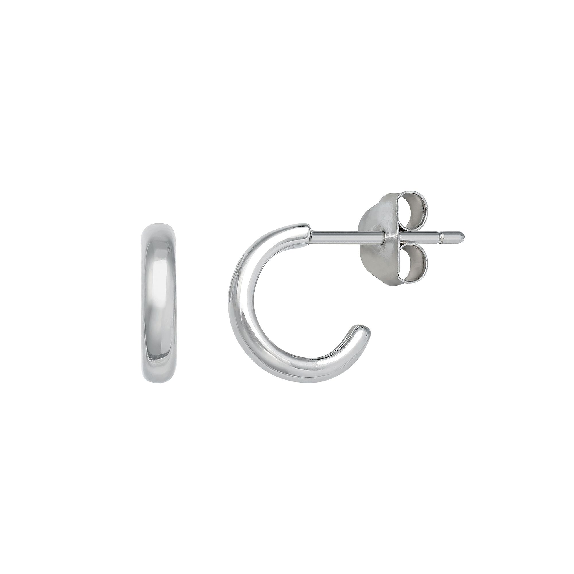 PRIMROSE Sterling Silver 9 mm C-hoop Earrings, Womens, Size: 9MM