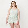 Plus Size LC Lauren Conrad Ruched Pajama Cami & Pajama Shorts Set