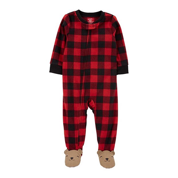 Toddler Boy Carter s Buffalo Plaid Fleece Footed Pajamas