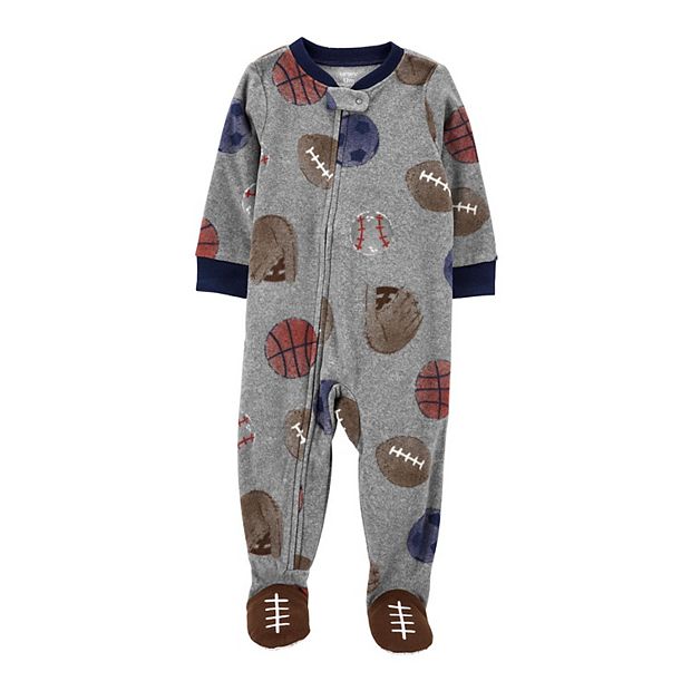 Carters fleece footed pajamas, sports, size 2T 