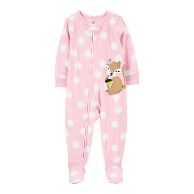 Baby Girl Carter s Squirrel Fleece Footed Pajamas