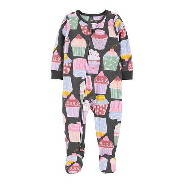 Toddler Girl Carter s Cupcakes Fleece Footed Pajamas