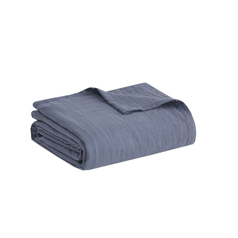 Living Clean Gauze Cotton Blanket, Blue, Full/Queen