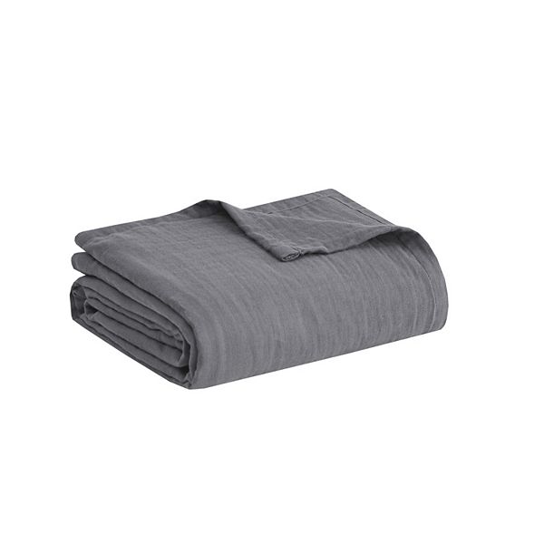 King 100% Cotton Gauze Bed Blanket Charcoal - Clean Spaces: OEKO-TEX Certified, Nautical Style, No Fill