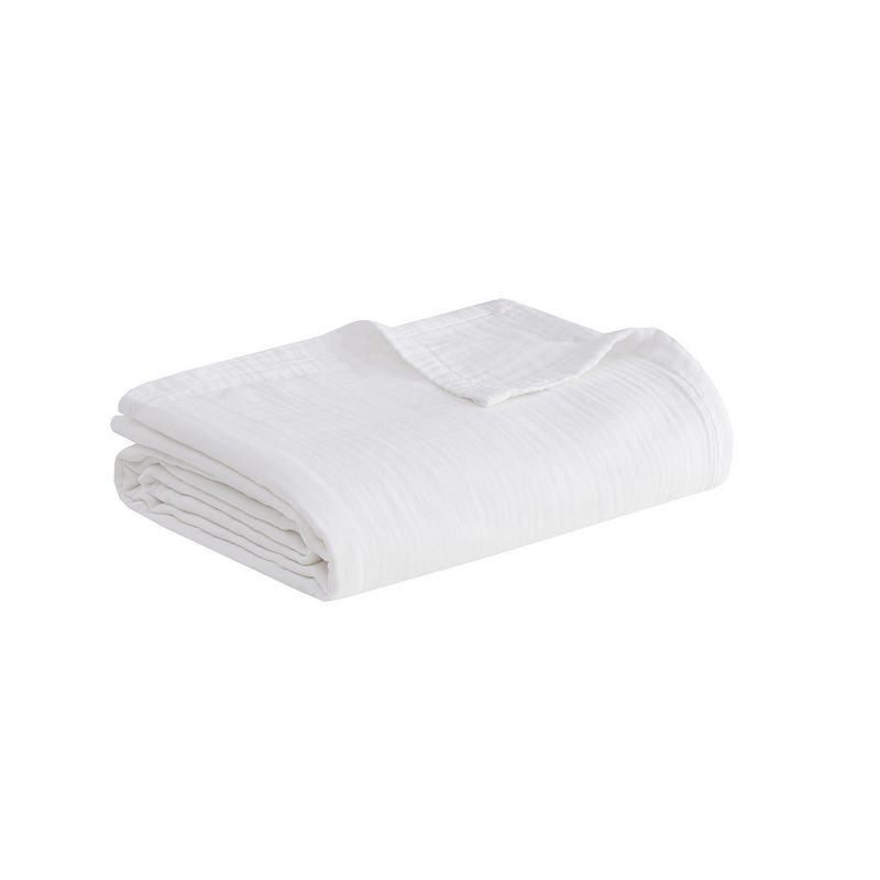 Living Clean Gauze Cotton Blanket, White, Full/Queen