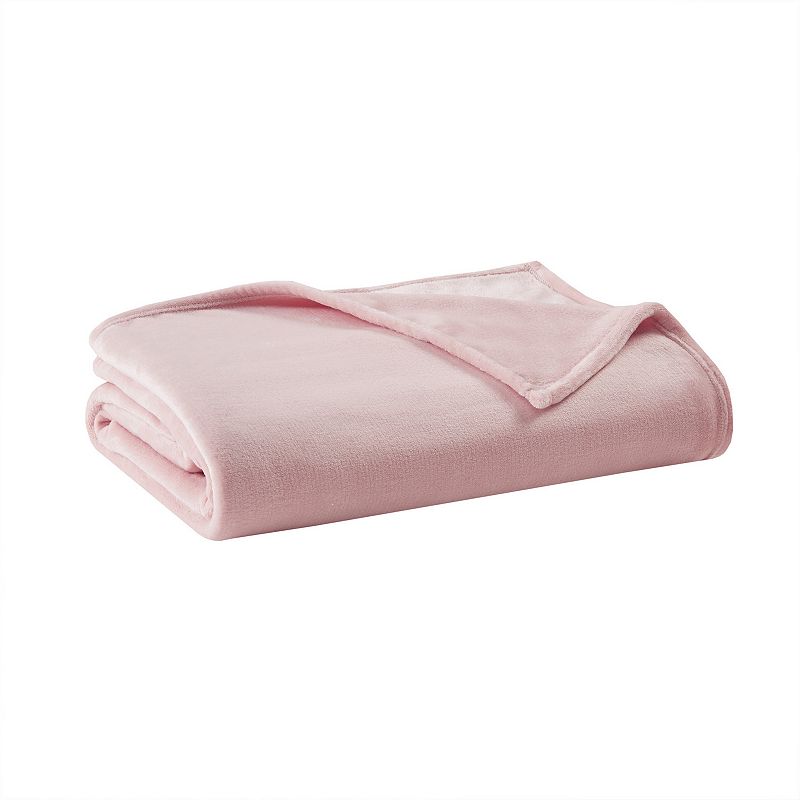 Living Clean Antimicrobial Plush Blanket, Light Pink, King