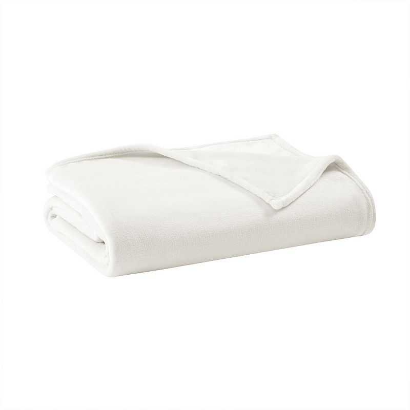 Living Clean Antimicrobial Plush Blanket, White, Twin