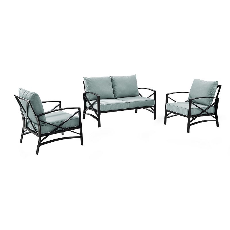 Crosley Kaplan Patio Loveseat & Chair 3-piece Set, Green