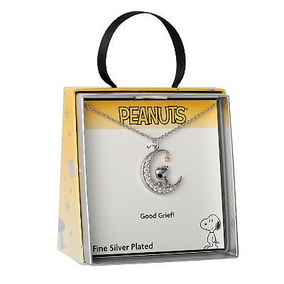Peanuts Snoopy & Woodstock NF00747SRPL-18.PH - Collana con ciondolo a forma di cuore, Misura unica, Ottone, Nessuna pietra preziosa
