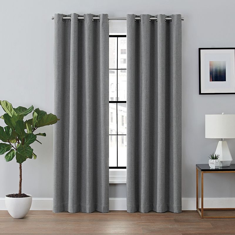 Brookstone Renwick Total Blackout Lined Window Curtain, Grey, 50X84
