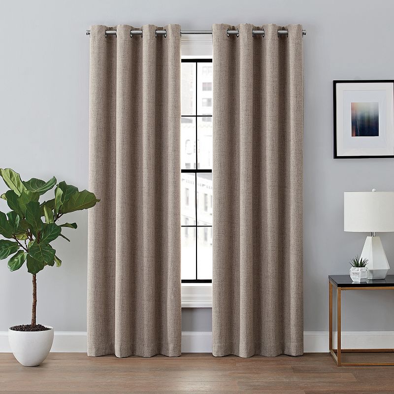 Brookstone Renwick Total Blackout Lined Window Curtain, Brown, 50X63