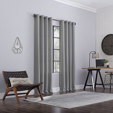 Clean Window Textured Geometric Recycled Fiber Semi-Sheer Grommet Curtain Panel