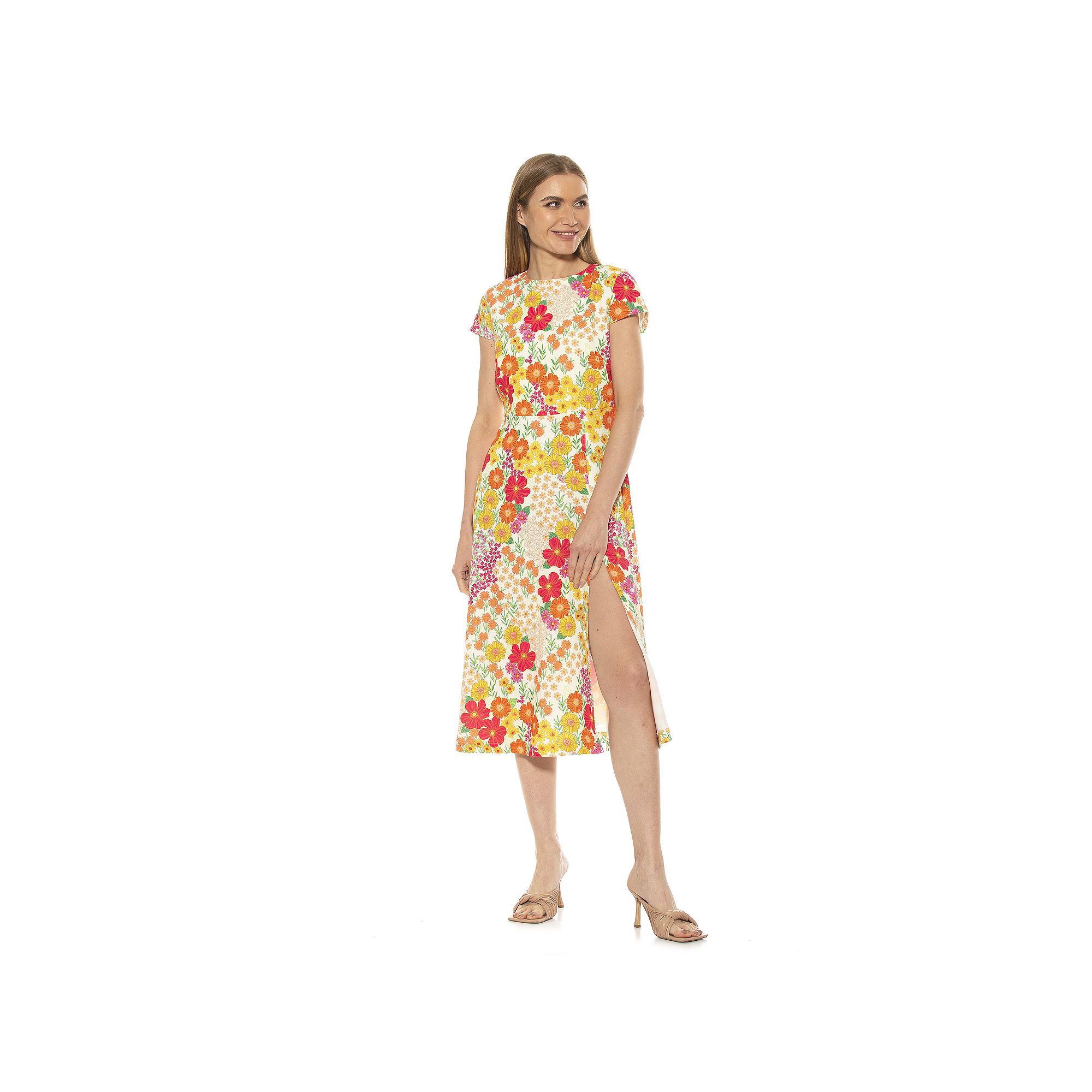 Womens ALEXIA ADMOR Lily High-Slit Midi Dress, Size: 8, Floral Party