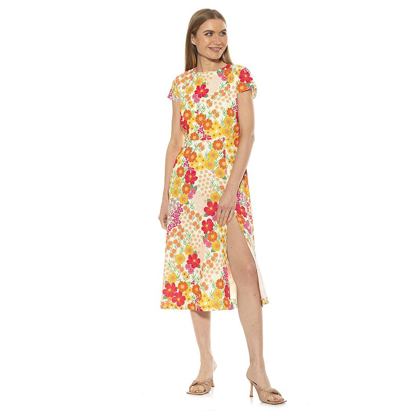 Womens ALEXIA ADMOR Lily High-Slit Midi Dress, Size: 8, Yellow