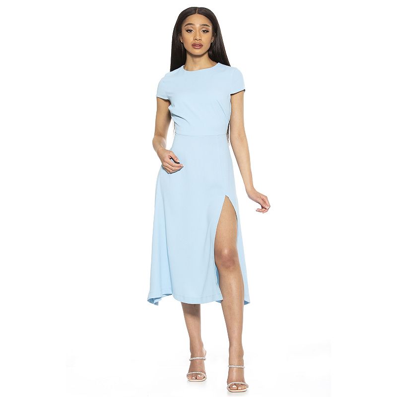 Womens ALEXIA ADMOR Lily High-Slit Midi Dress, Size: 2, Dark Blue