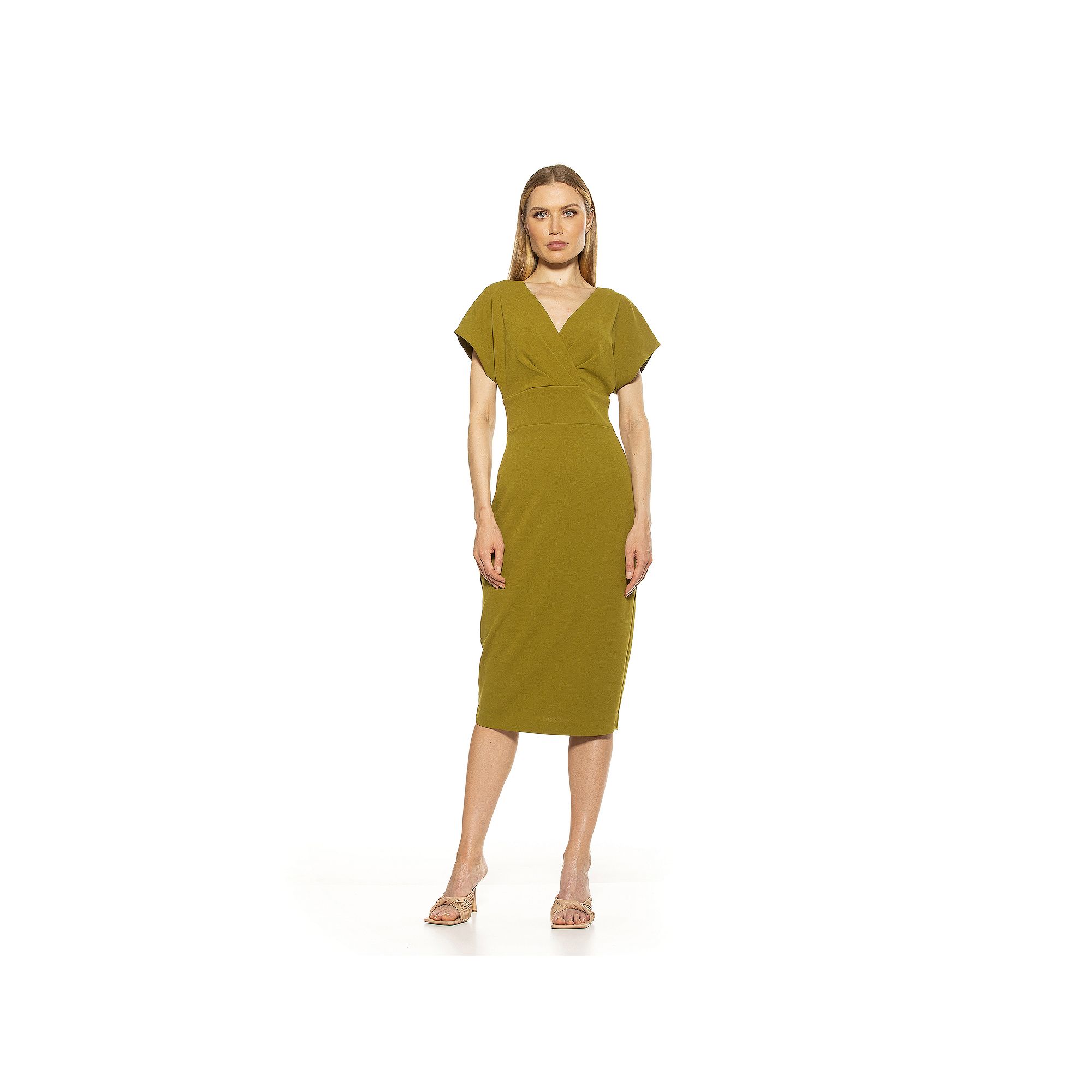 Womens ALEXIA ADMOR Naomi Draped Sheath Dress, Size: XS, Green