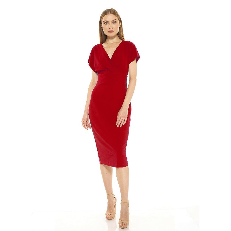 Womens ALEXIA ADMOR Naomi Draped Sheath Dress, Size: XS, Red