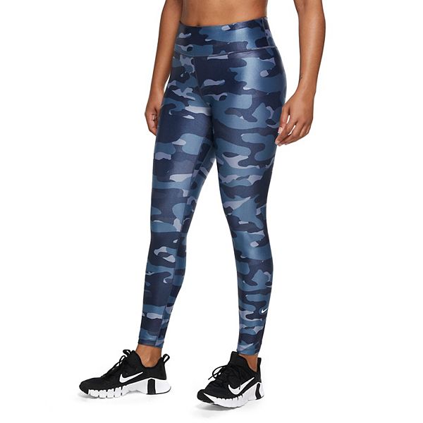 Nike Women's Dri-Fit One Mid-Rise Shine Legging Pants (Black/White, X-Large)  