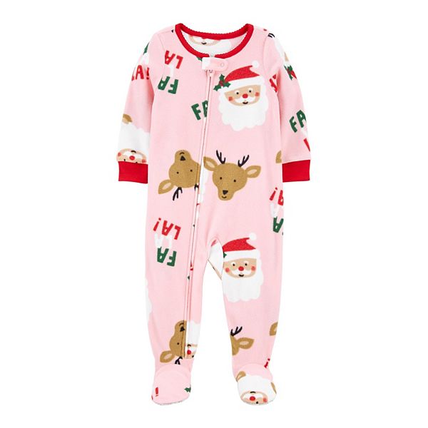 Toddler Girl Carter s Santa Fleece Footed Pajamas