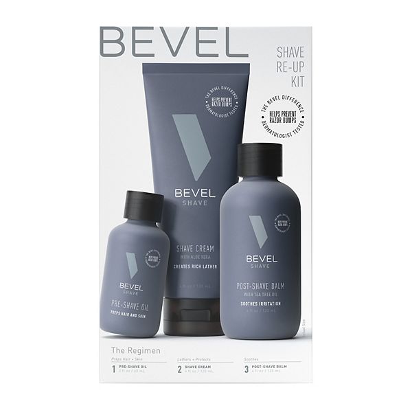 BEVEL Men&#39;s Shaving Kit - Pre Shave Oil, Shaving Cream, Post Shave Balm - 3pk