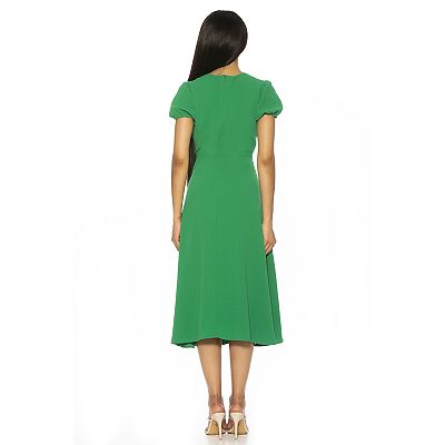 slim fit dress slacks Alexia Admor Women's Lavinia Scallop Neckline Midi Sheath, Green, XL