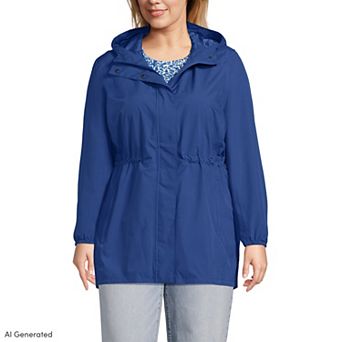 Plus Size Lands' End Hooded Packable Raincoat