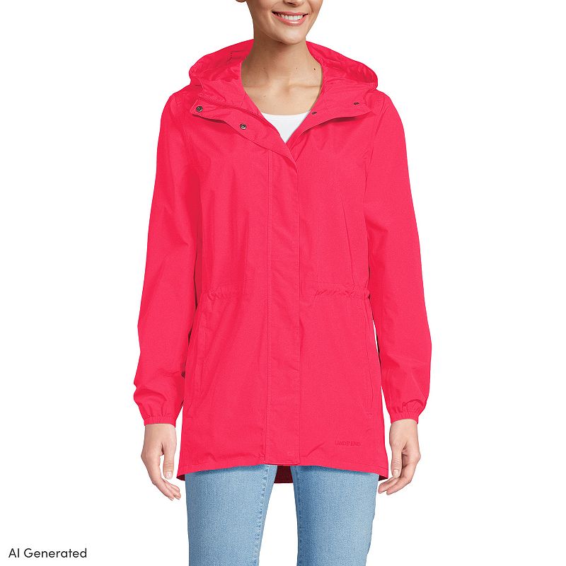 Women's Lands' End Hooded Packable Raincoat,