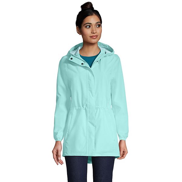 Womens Lands End Hooded Packable Raincoat 