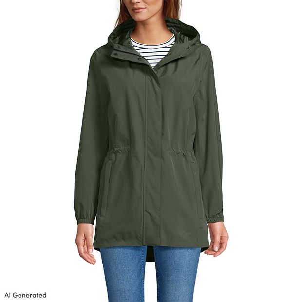 ジャケット・アウター 90-00's LANDS'END nylon jacket green Women's Lands' End Hooded Packable Raincoat