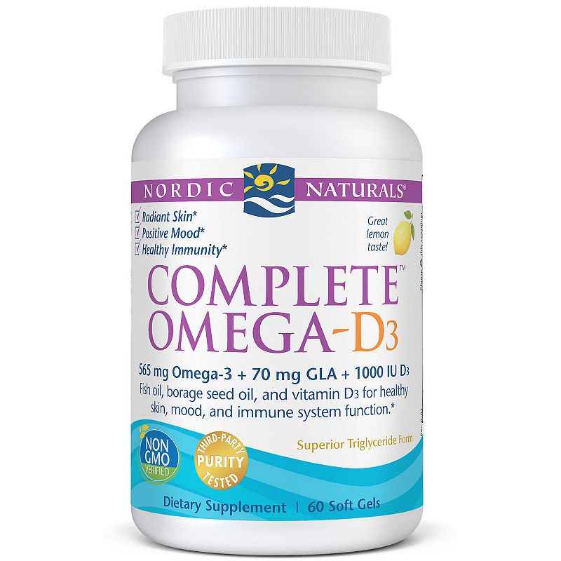 Nordic Naturals Complete Omega-D3 Softgels  Lemon  1030 Mg  Fish Oil 60 Ct