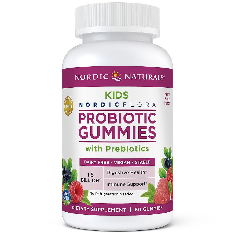 Nordic Naturals Kids Probiotic Gummies 1.5 Billion Cultures Vegan 60 Ct