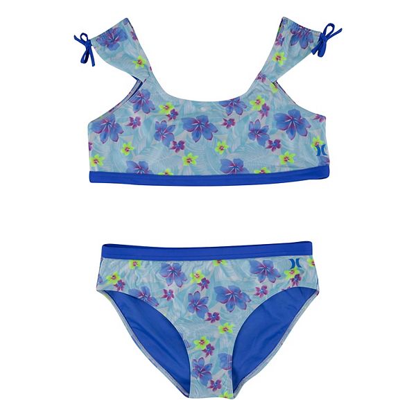 Girls 7-16 Hurley Cap Sleeve Floral Bikini & Bottoms Swimsuit Set