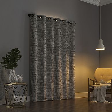 Sun Zero Parrish 100% Blackout Thermal Distressed Grid Grommet Window Curtain