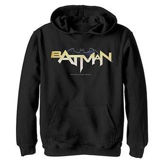 Boys 8-20 DC Comics Batman Modern Chest Text Logo Graphic Fleece Hoodie