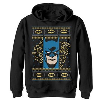 Boys 8-20 DC Comics Batman Face Christmas Sweater Style Graphic Fleece Hoodie