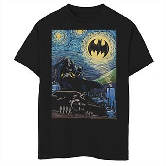 Boys 8-20 DC Comics Batman The Dark Knight Starry Night Style Poster Graphic Tee