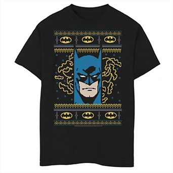 Boys 8-20 DC Comics Batman Face Christmas Sweater Style Graphic Tee