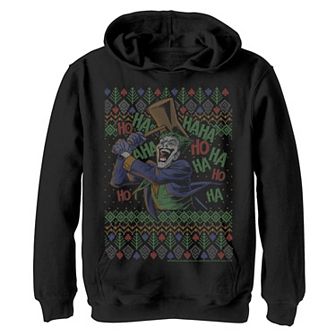 Boys 8-20 Batman The Joker Laughing Vintage Knit Style Graphic Fleece Hoodie