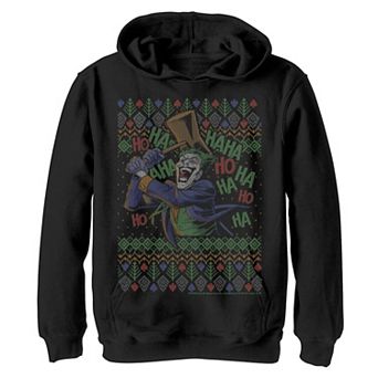 Boys 8-20 Batman The Joker Laughing Vintage Knit Style Graphic Fleece Hoodie