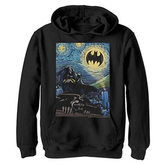 Boys 8-20 DC Comics Batman The Dark Knight Starry Night Style Poster Graphic Fleece Hoodie