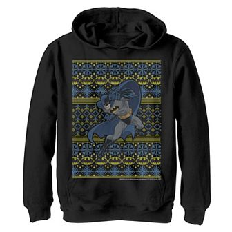 Boys 8-20 DC Comics Batman Action Pose Christmas Sweater Style Graphic Fleece Hoodie